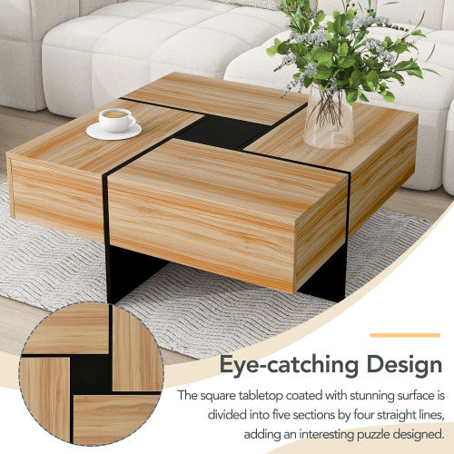 Sectional Coffee Table Wood Finish